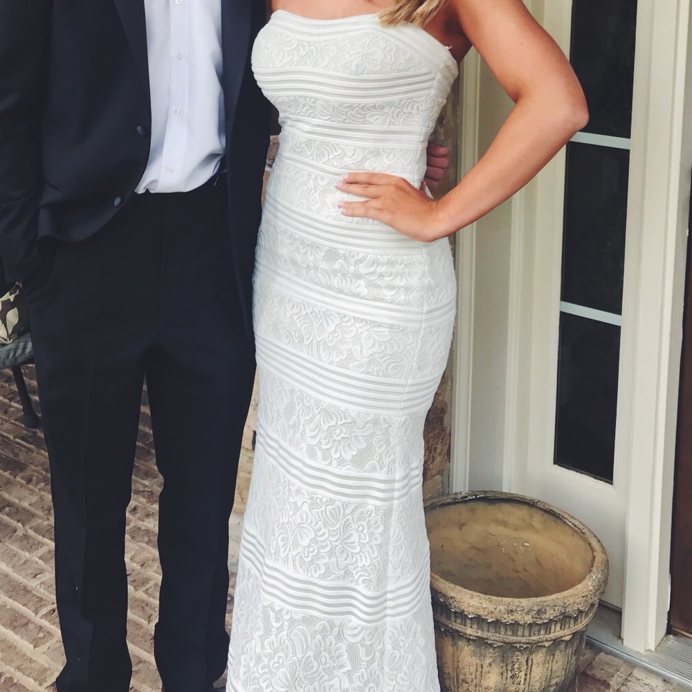 Off white strapless gown